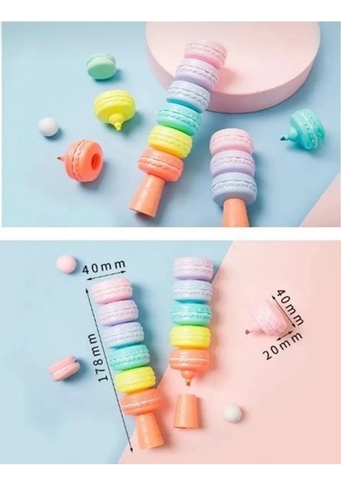 6 Renk Makaron Fosforlu Kalem İşaretleme Kalemi Çok Renkli