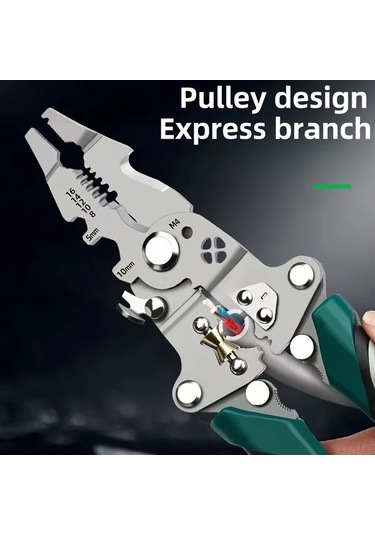 Fastbuy Green Tel Düzenleyici Pense - Katlanır Elektrikçi Aleti, Sıkma Kesme, Cıvata Anahtarı