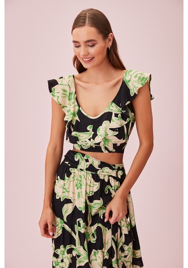 Suwen Shakira Crop Top Sba245201064 Yeşil