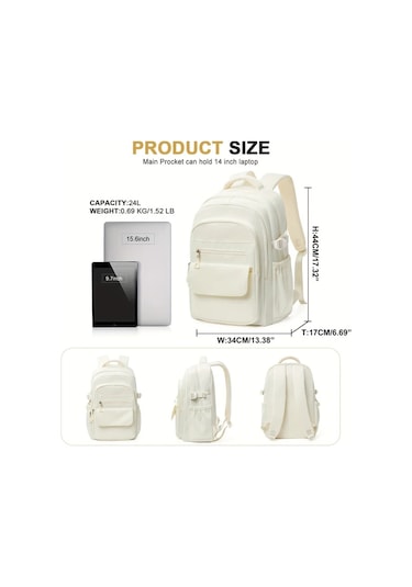 Wangxi Gri Kadınlar İçin Büyük Kapasiteli Çok Katmanlı Hafif Pratik Cepli Siyah Naylon Sırt Çantası Okul Seyahat Ve İş İçin İdeal Gri