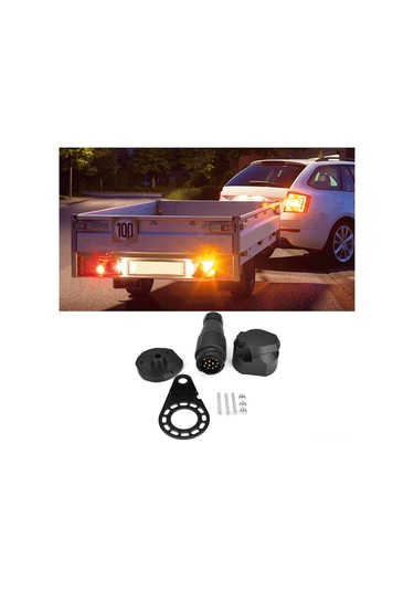 Springsun 12v Avrupa Standartı 13 Pinli Tırnak Soketi Seti - Konnektör, Demirleme Braketi İle - Fren, Sinyal Ve Yan Lambaları İçin - Karavan, Kamyon, Tırnak Uyumlu