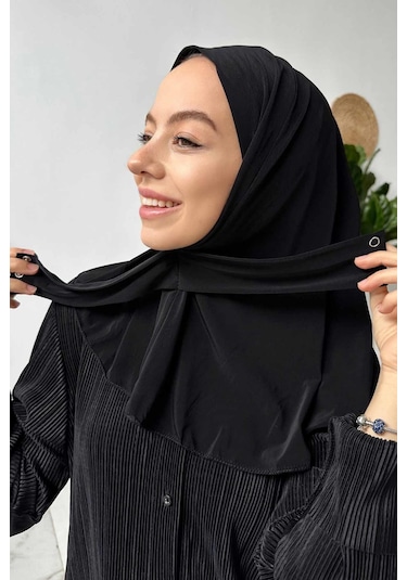 Kahijab Çıtçıtlı Bone - Siyah - Standart Siyah