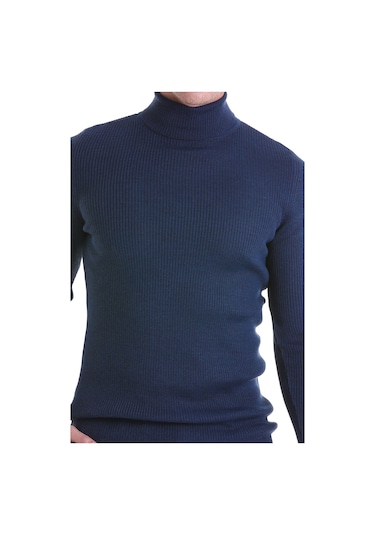 Hatemoğlu Indigo Regular Fit Düz Balıkçı Yaka Triko Yün Kazak İndigo