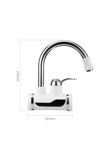 Bosphorusboutique02 Anında Tankless Elektrikli Sıcak Su Isıtıcı Mutfak Hızlı Isıtma Musluk Musluğu Beyaz - Krom