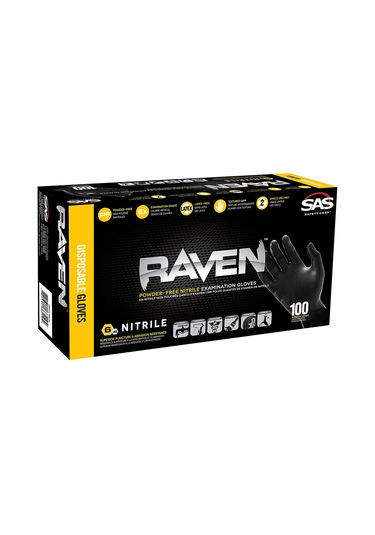 Raven Pudrasız Nitril Siyah Eldiven 100'lü