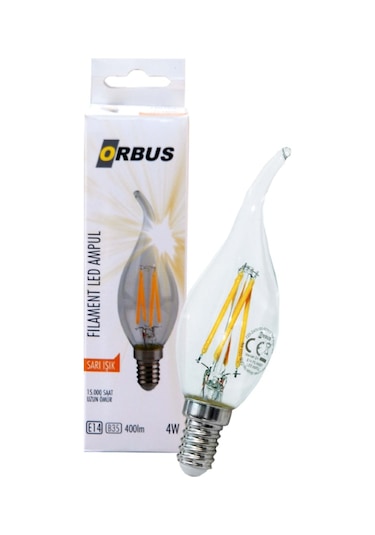 Orbus 4 W E14 400LM Dekoratif Rustik Kıvrık Mum Ampul