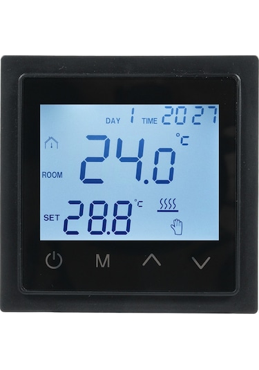 Hallow Akıllı Dijital Ekran Termostatı 16a Yerden Isıtma Sıcaklık Kontrol Cihazı Siyah