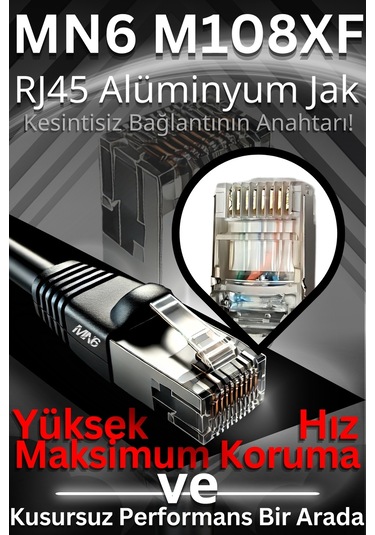 Mn6 M108xf 50 Metre Internet Kablosu/ftp 0.60mm-cat6 Iki Kat Korumalı-iç Dış Mekan-50 M Ethernet Kablosu