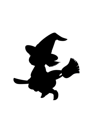 Süpürgeli Cadı Folyo Sticker 80cm Uzunluk Karışık Renkli