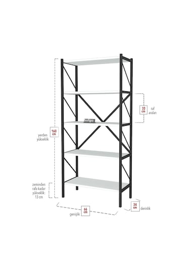 2 Raflı Çalışma Masası Bilgisayar Masası Ders Masası + 5 Raf Beyaz