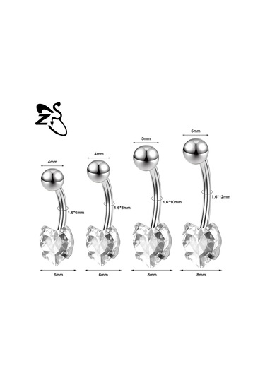 Zs 14g Paslanmaz Çelik Göbek Piercingi 6/8/10/12 Mm Cz Kristal Takı Greenşampanya Altın Şampanya Altın