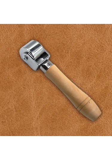 Besthome1 Suntek Deri Rulo Ahşap Saplı Kırma Aracı 2,5cm Leathercraft El Sanatı İpuçları Gümüş
