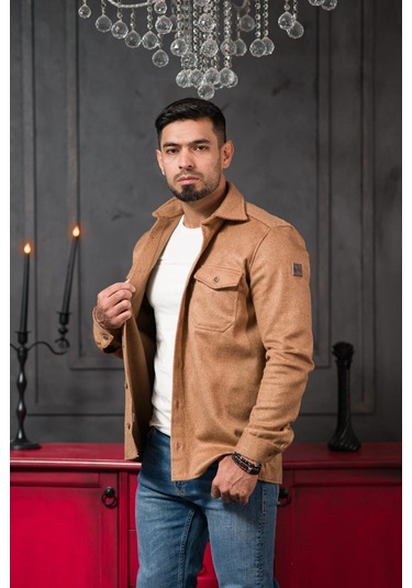 Advante Slimfit Çift Kapak Cepli Astarsız Kaşe Gömlek Devetüyü