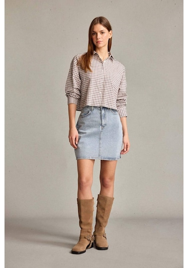 Defacto İşlemeli Mini Jean Etek F9551ax25smnm85 İndigo