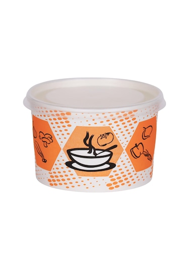 Kapaklı Karton Çorba Kasesi 16 Oz - 25 Adet