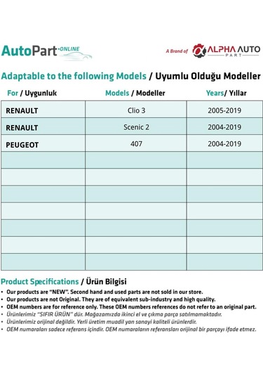 Citroen, Renault, Peugeot İçin Tampon Klipsi-uzun