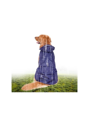 Pazly 6xl Yansıtıcı Evcil Hayvan Yağmurluğu, Tasma Deliği - Orta/büyük Köpekler İçin Açık Mavi