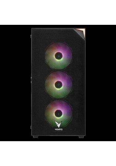 Vento Vg3400s Mid Tower, 650w 80+ Siyah, Temperli Cam, Rgb, Atx Gamıng Kasa