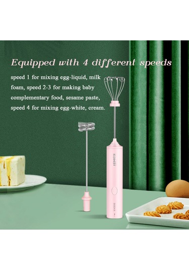 Neevoyu Yeşil Kablosuz Elektrikli El Mikseri - 4 Hızlı, Yumurta/krema Karıştırıcı, Usb Şarjlı, Hamur Ve Bebek Maması İçin Yeşil