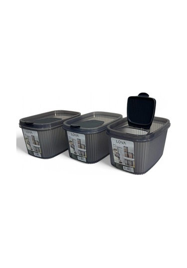 Shell Erzak Kabı 1300 Ml, Antrasit, 3'lü Set Antrasit