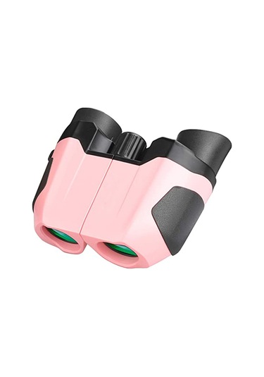 Samdoo Çocuklar İçin 10x Büyütmeli Bak4 Optik Lens Çift Gözlü Binokülör - Mini Taşınabilir, Yaşam Su Geçirmez, Pembe Lens Mendili Ve Askı Rastgele