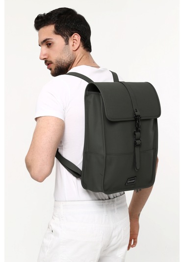 İcone Bag Icone Mat Suni Deri Kanca Kapamalı Sırt Çantası Gri