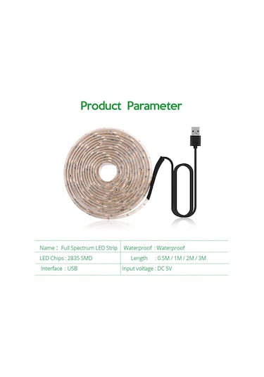 Led Grow Işık Tam Spektrum Usb Grow Işık Şeridi 1 M Mor