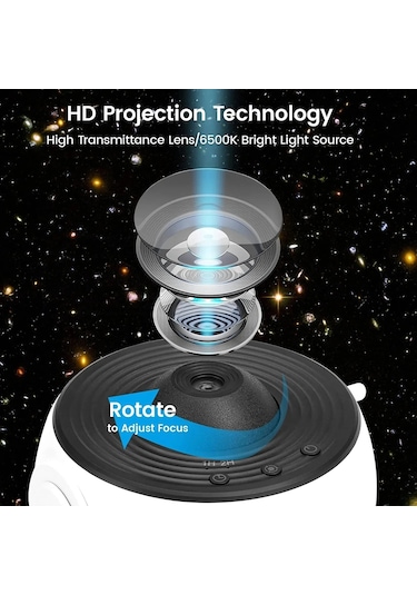 Sones Galaxy Gece Lambası Yıldız Projektör Led Masa Lambası Çocuk Odası Dekoru 12 Adet Film Diski