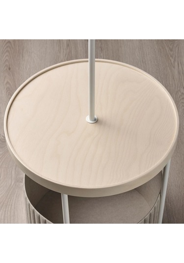 Trındsno Yer Lambası, Yan Sehpalı Meridyendukkan Beyaz-huş Modern Lambader Mobilya