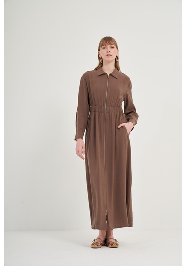 Ftz Modal Elbise Kahve 31033 Kahve