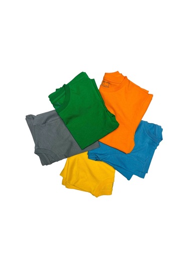 Çocuk Basic T-shirt Kız Erkek Unisex %100 Pamuk 5'li Paket Ek-4