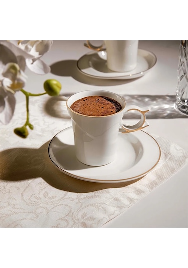Nehir Laura 6 Kişilik 12 Parça Porselen Kahve Fincan Takımı