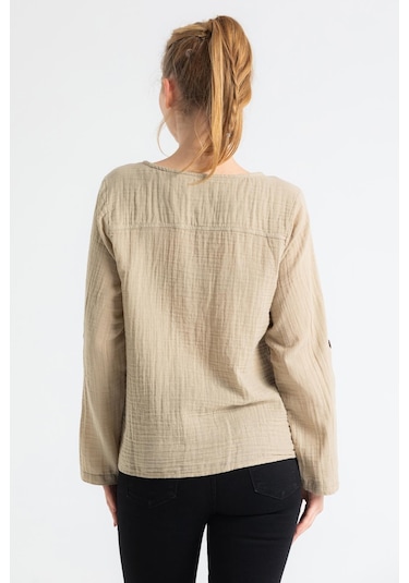 Uzun Kol Müslin Sedef Gömlek Vizon Vzn-vizon Vizon