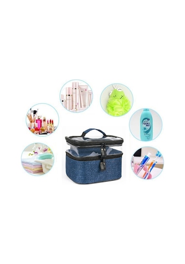 Makyaj Çantası Seyahat Makyaj Çantası Makyaj Organizeri Mavi