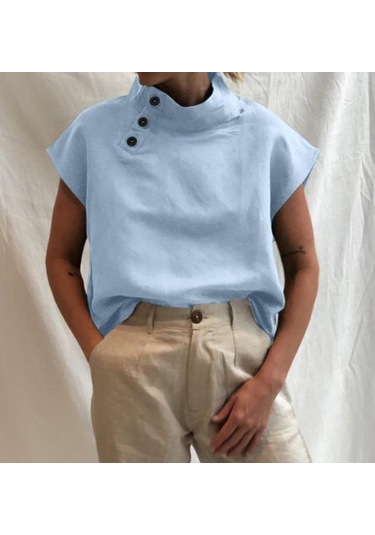 Mavi Celmia Kadın Yaz Bluzlar 2023 Moda Pamuk Keten Blusas Hafif Beyaz Gömlek Casual Chic Tunik Mavi Celmia Kadın Yaz Bluzlar 2023 Moda Pamuk Keten Blusas Hafif Beyaz Gömlek Casual Chic Tunik