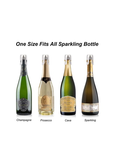 Konesam Pirinç Kapaklı Paslanmaz Çelik Şampanya Şişe Muhafaza Tıkanıklığı - Vakumlu Korumalı, Parlak Renkli 1 Adet