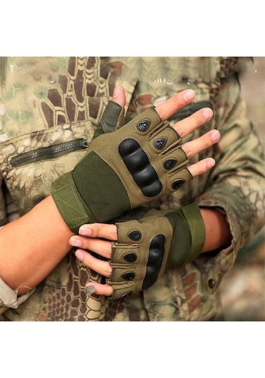 Yarım Parmak Cay225 M Beden Korumalı Taktik Eldiven Haki