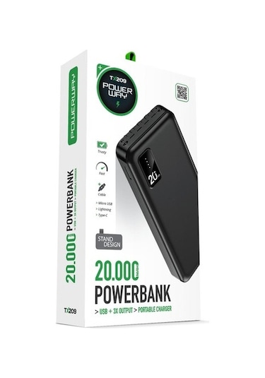 Powerway TX209 20.000 mAh Kablolu Dijital Göstergeli Powerbank