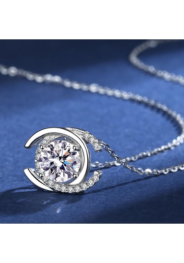 Tancise S925 Ayar Gümüş Mozanit Lüks Kişilik Kolye Kolye Kadın Klasik Gelgit Kolye Kolye Parti Hediye