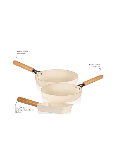 The Mia Cucina Di Mia İndüksiyon Tabanlı Seramik Tava Seti 3 Parça Çok Renkli