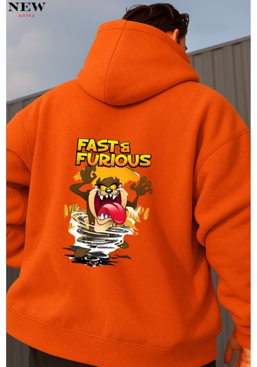 Fast Furıous Baskılı Sweatshirt Turuncu