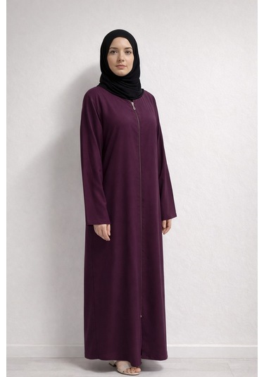 Bilenler Fermuarlı Viskon Namaz Elbisesi /ferace Mor