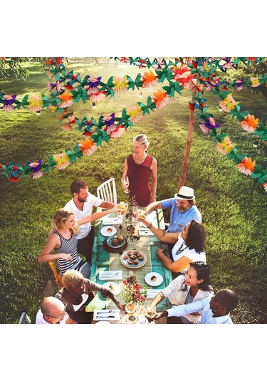 Neevoyu Hawaii Parti Kağıt Çekçek Çiçekleri - 2 Adet Paket, 3m Uzunluk, 19cm Genişlik, 2cm Kalınlık