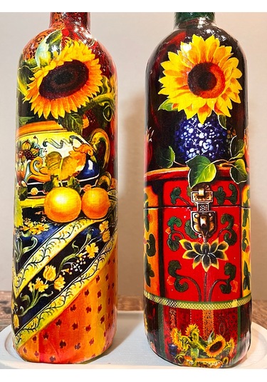 Akdeniz Mutfağı Ve Ayçiçeklerinden İlhamla Tasarlanan Cam Yağdanlık, Sirkelik Ve Sosluk Seti, Mutfak Kırmızı - Sarı