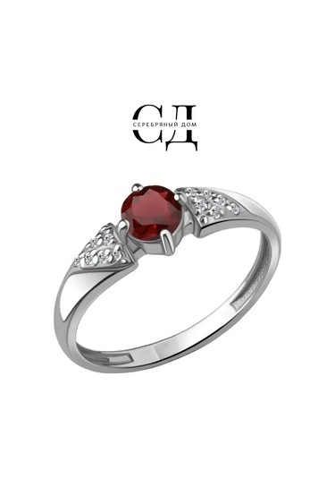 Serebranyj Dom 925 Ayar Gümüş Doğal Granat Taşlı Mücevher Yüzük 43849739 Gri