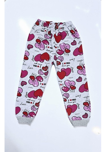 Kalpli Kız Çocuk Pijama Takım Gri
