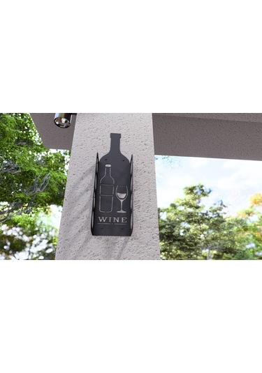 Şarap Şişesi Duvar Rafı Metal Desenli