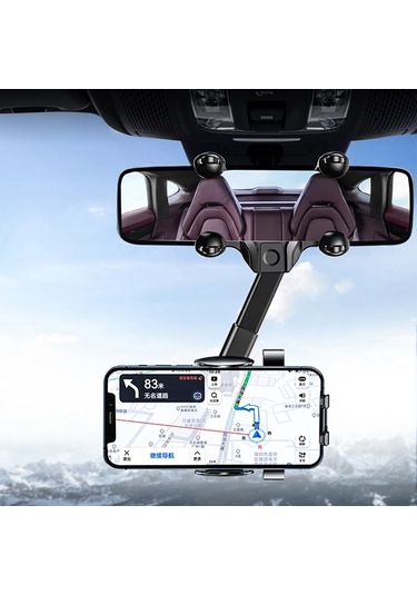 İç Araç Dikiz Aynası Telefon Tutucu Evrensel Cep Telefonu Gri Siyah