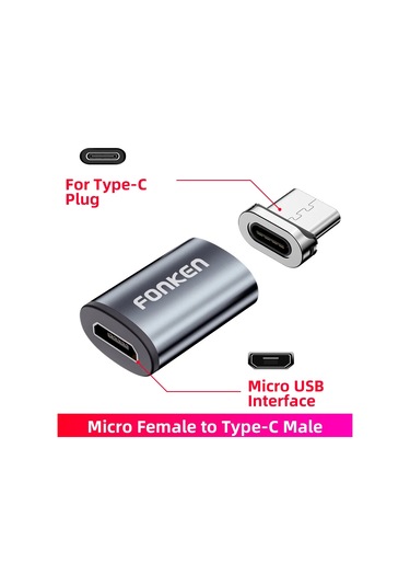 Fonken Manyetik Usb C Kablosu - 3'ü 1 Arada Şarj Dönüştürücü Otg, Huawei Samsung Uyumlukahverengi90 Cm