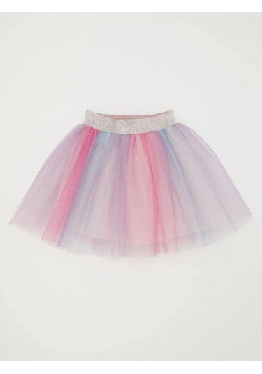 Kız Çocuk Beli Lastikli Siyah Tütü Etek-15346 Çok Renkli